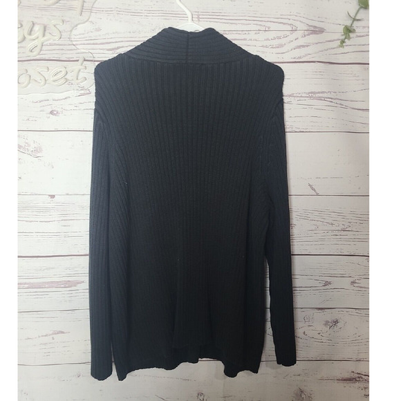 CJ Banks Black V-Neck Ribbed Long Sleeve Cardigan Sweater Womans Plus Size 2X - Picture 2 of 5